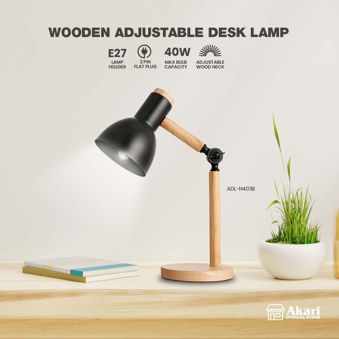 Akari Wooden Adjustable Desk lamp ADL N403B Akari.store