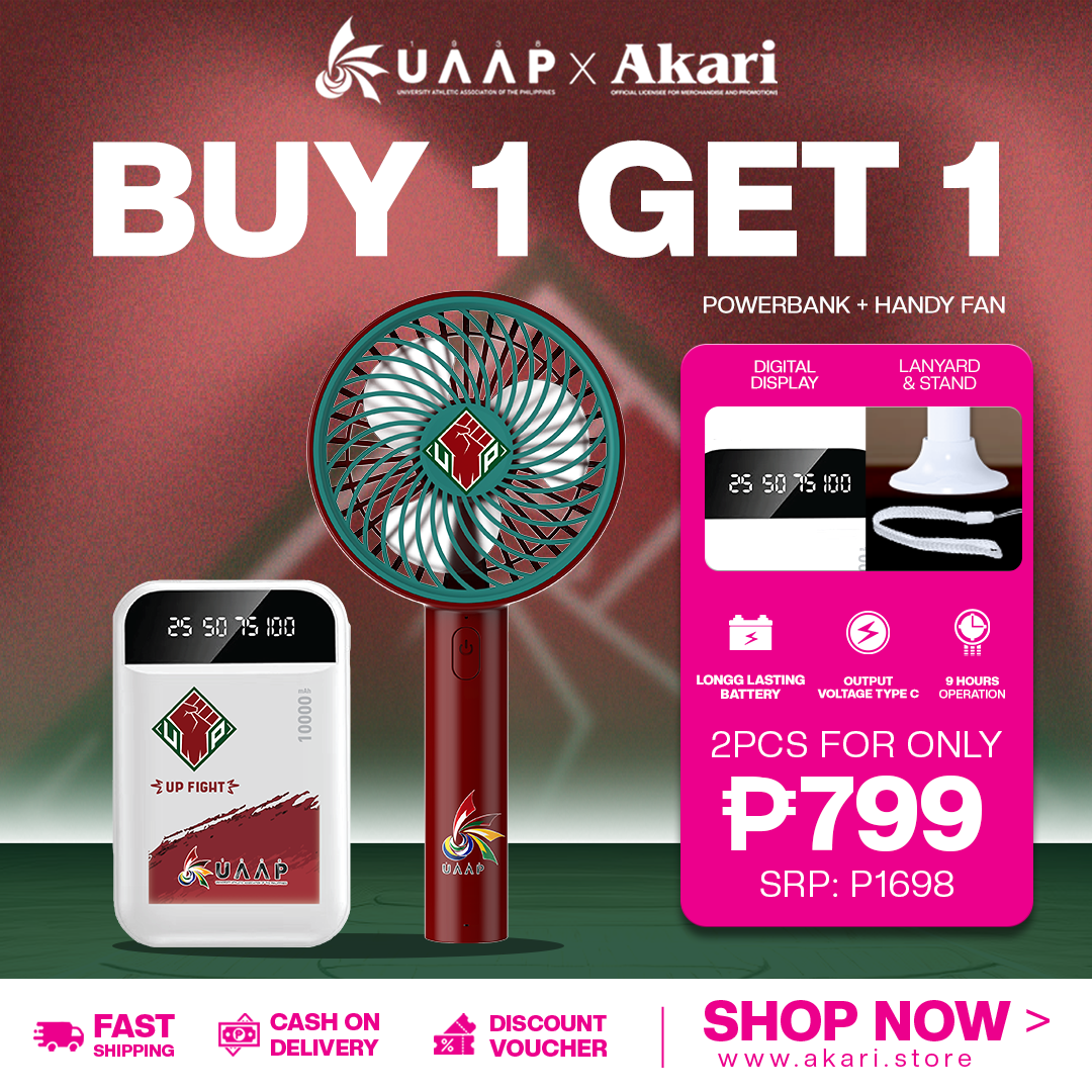 AKARI Rechargeable Handy Fan with Digital Powerbank with built-in Charging Cables