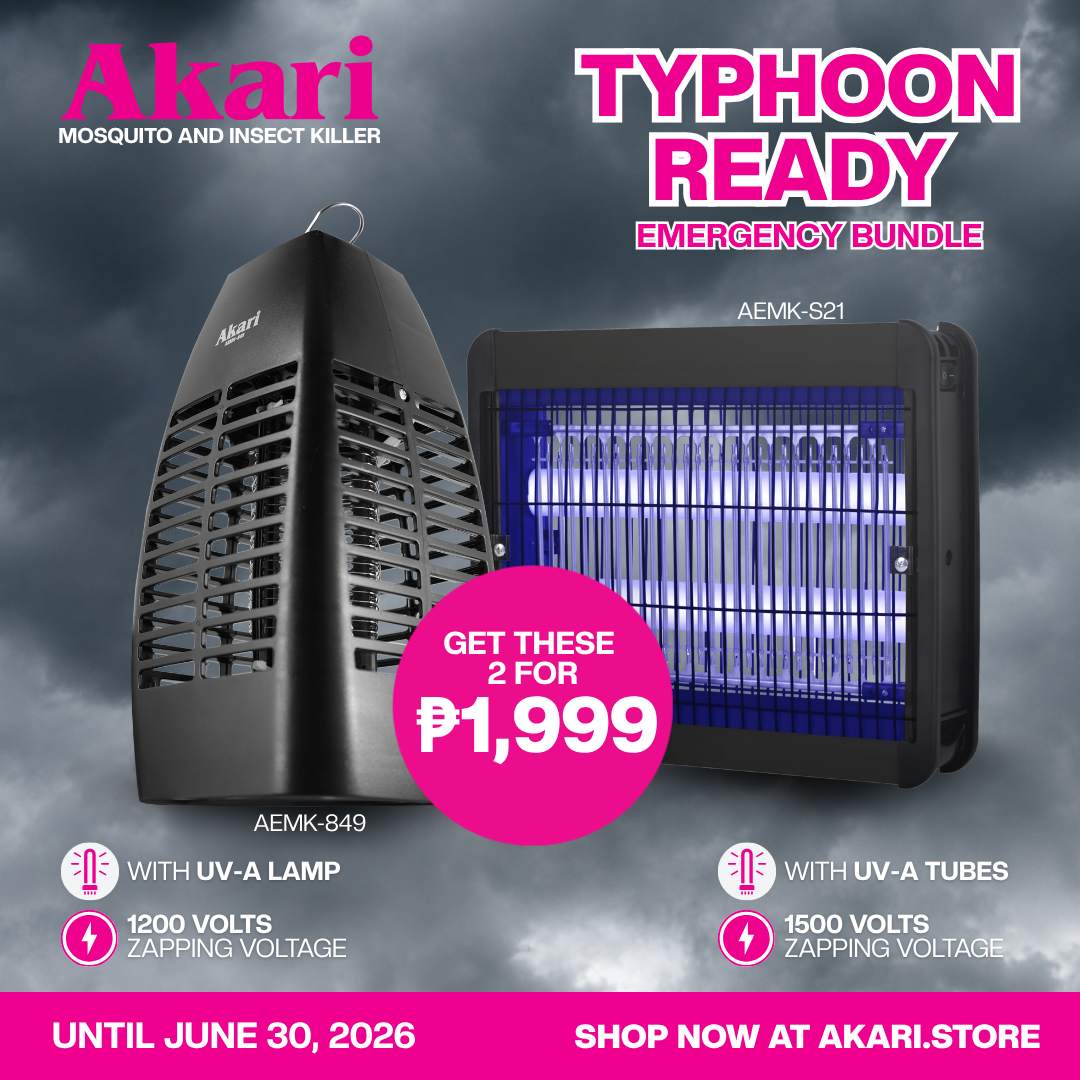 TYPHOON READY EMERGENCY BUNDLE_Akari Smart Ultra Violet Insect Killer 4 Watts (AEMK-849) +Akari Electric Mosquito Killer (AEMK-S21W)