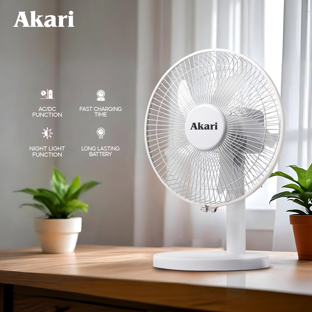 BUY 1 GET 1 : Akari 10" Rechargeable Oscillating Fan( ARF-66510 ) +  8" Rechargeable Oscillating Clip Fan ( AJF-66508 )