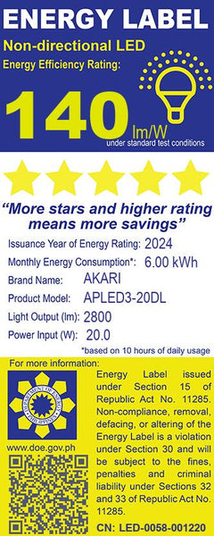 Akari LED Premiere Bulb 20 Watts - Daylight (APLED3-20DL)
