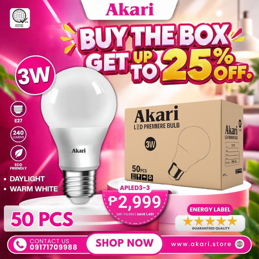 Buy the Box (50PCS): Akari LED Premiere Bulb 3 Watts - Daylight / Warm white (APLED3-3DL/WW)
