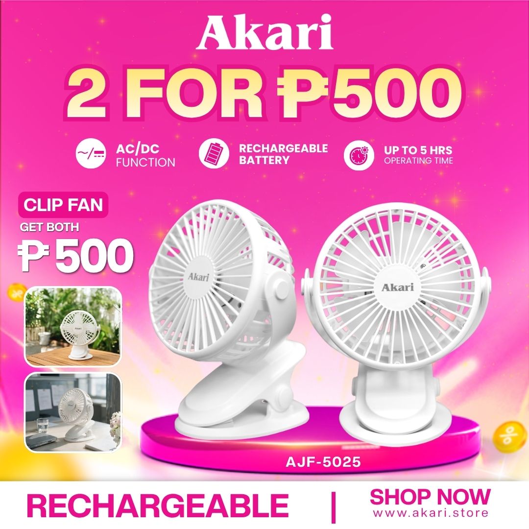 Akari B1T1 : 5" Rechargeable Clip Fan w/ LED (AJF-5025)