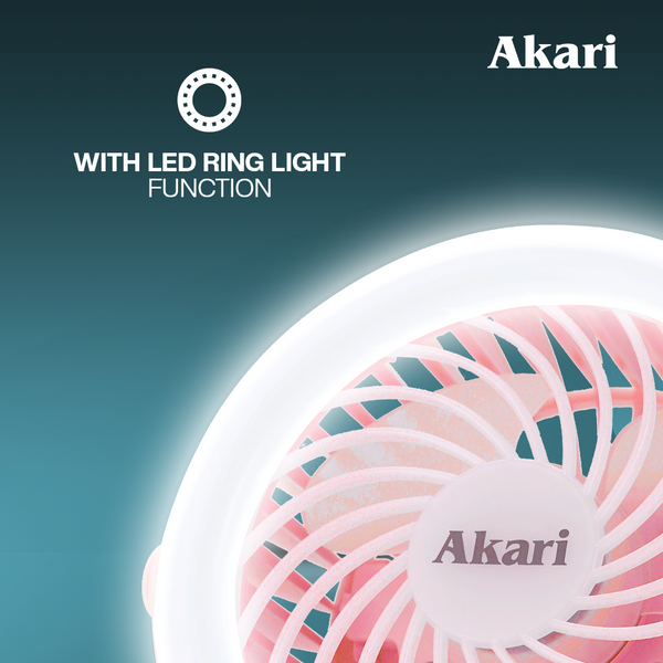 Akari B1T1 :  5" Rechargeable Fan w/ Ring Light (AJF-5024)