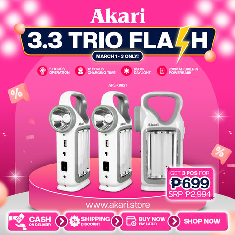 Akari TRIO BUNDLE : Akari 2-in-1 Rechargeable Lantern with Searchlight (ARL-K9821)