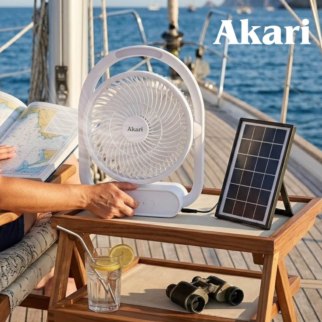 Akari 8" Solar LED Fan (Rechargeable) (ARF-S8318)
