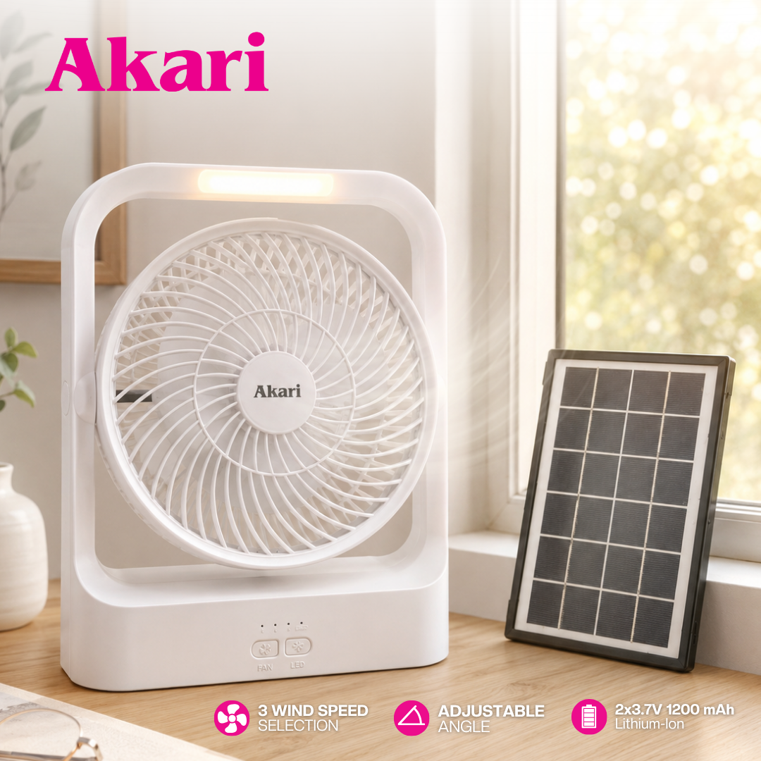 Akari 8" Solar LED Fan (Rechargeable) (ARF-S8318)