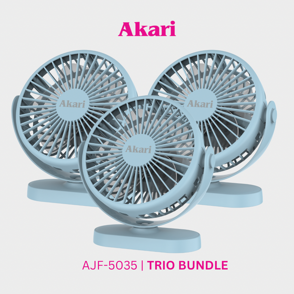 Akari Trio Bundle -  5" Rechargeable Compact Fan (AJF-5035)