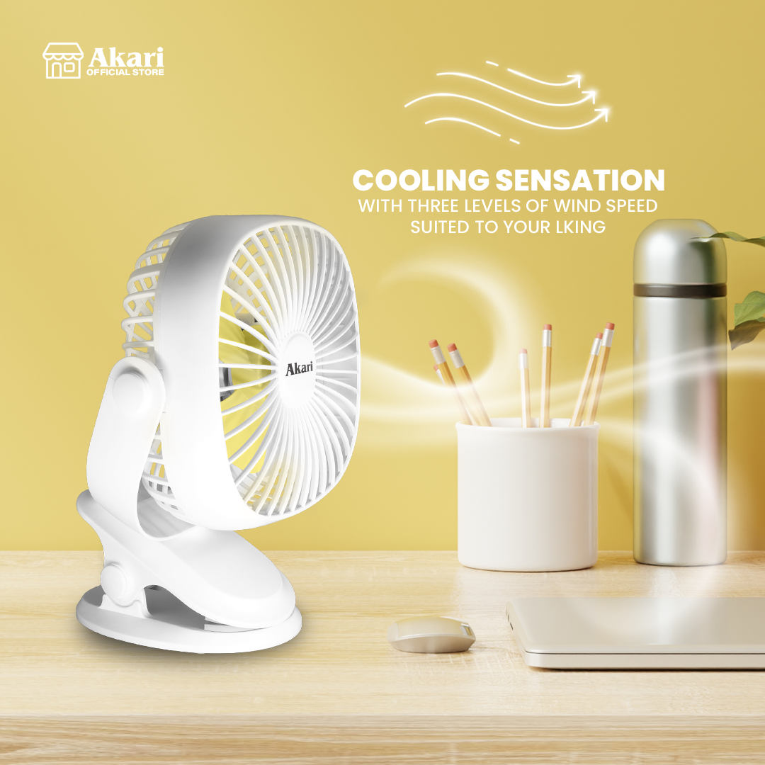 Akari 3PCS : 5" Rechargeable Clip Fan with LED Night Light Function (AJF-5519)