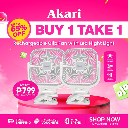 Akari B1T1 : 6" Rechargeable Clip Fan (ARF-5026)