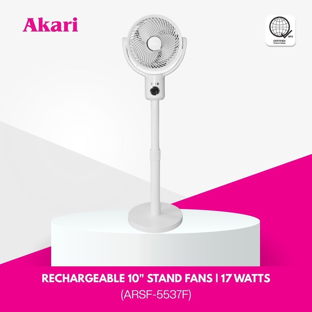 Akari Rechargeable 10" Stand Fans I 17 Watts (ARSF-5537F)