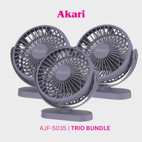 Akari Trio Bundle -  5" Rechargeable Compact Fan (AJF-5035)