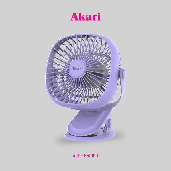 Akari 5" Rechargeable Clip Fan with LED (AJF-5519PU)