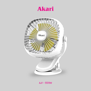 Akari 5" Square Rechargeable Clip Fan (AJF-5519)
