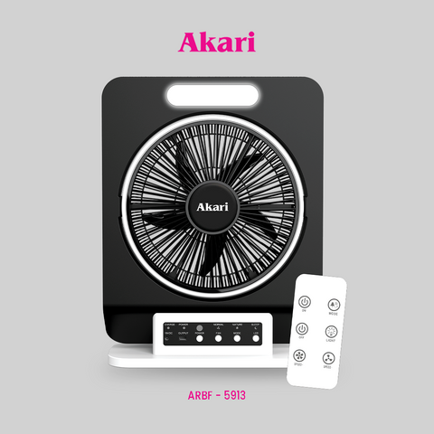 Akari 12" Rechargeable Jumbo Box Fan w/ LED Light (ARBF-5913)