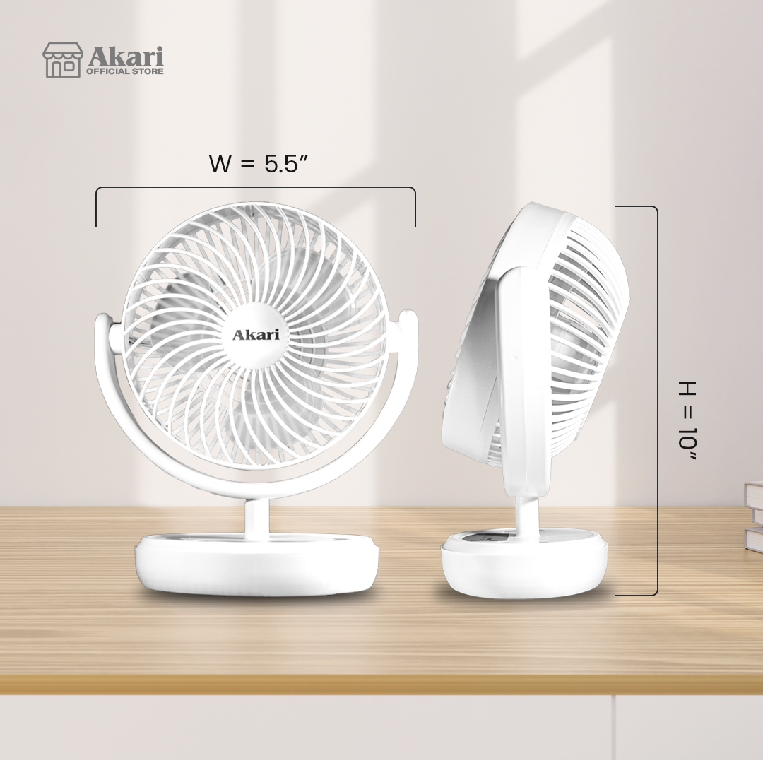 Akari TRIO BUNDLE: 6” Rechargeable Desk fan with LED Night Light (ARF-606)