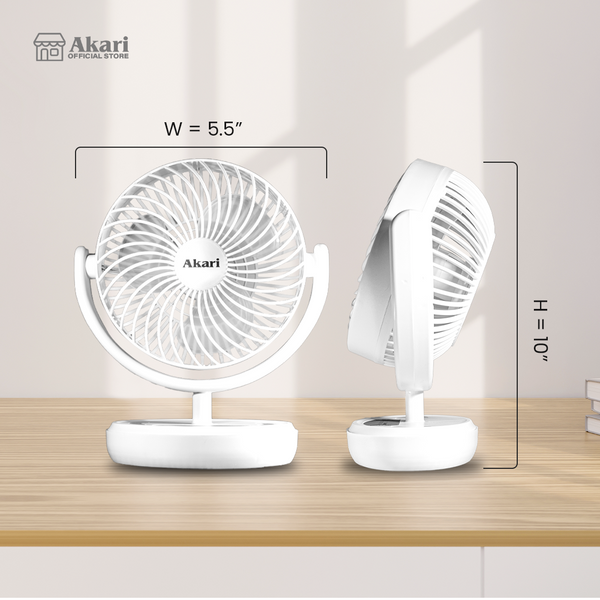 Akari 3PCS: 6” Rechargeable Desk fan with LED Night Light (ARF-606)