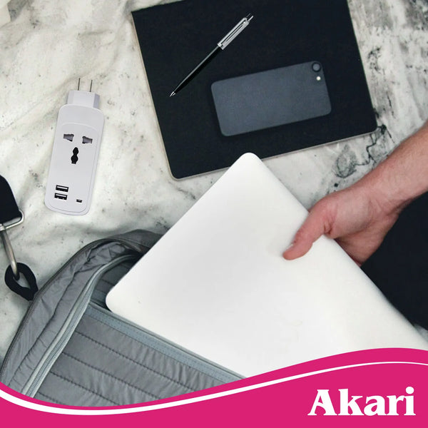 Akari Universal Outlet with Dual USB Charger (AEC-103UW)