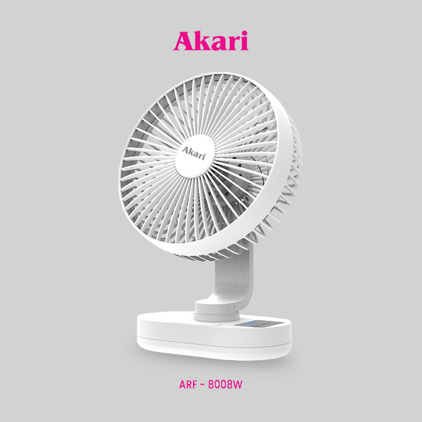 Akari 8" Rechargeable Fan with LED Night Light (ARF-8008)