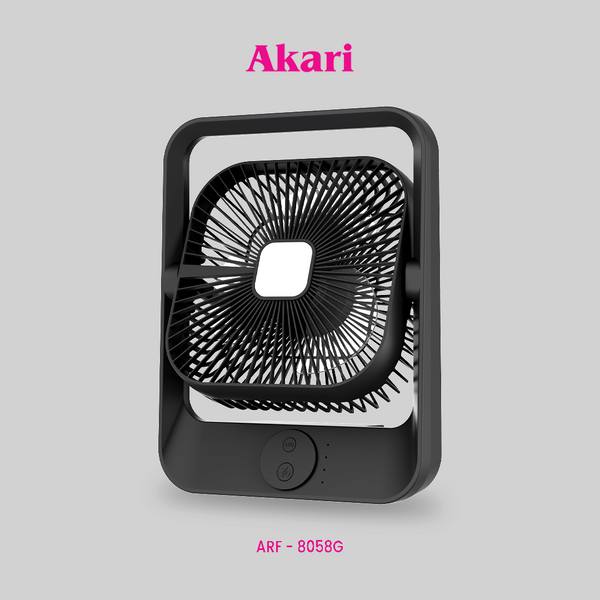 Akari 8" Rechargeable Square Fan w/ LED (ARF-8058)