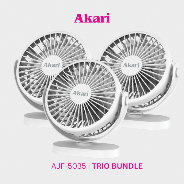 Akari Trio Bundle -  5" Rechargeable Compact Fan (AJF-5035)