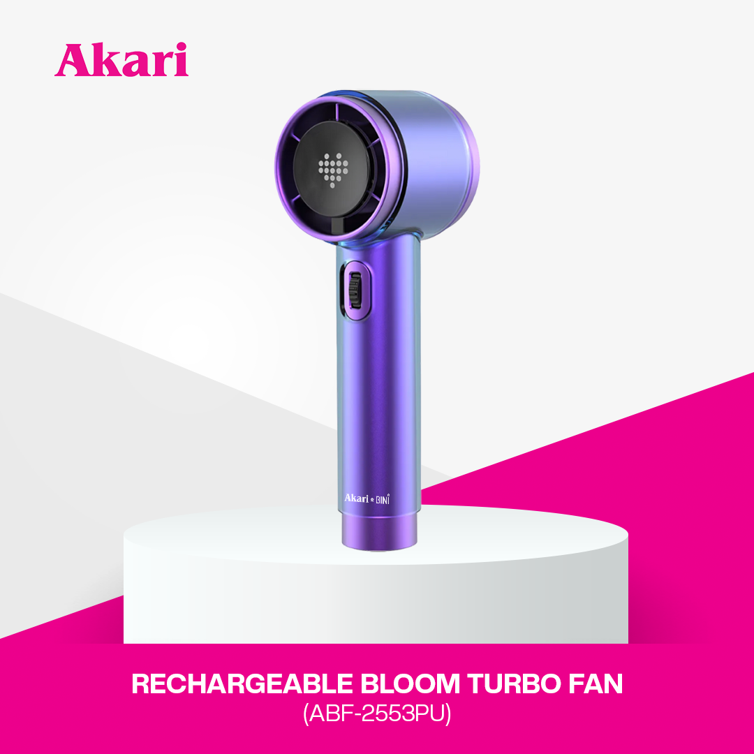 Akari x BINI Bloom Turbo Fan ABF-2553 Purple | 4000mAh Rechargeable Handheld Fan