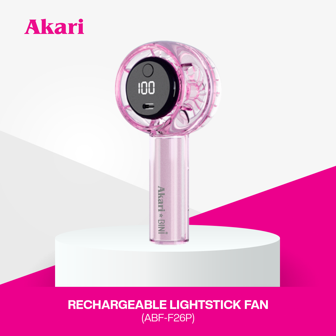 Akari x BINI TRIO Lightstick Fan ABF-F26P Pink | RGB Rechargeable Handheld Fan