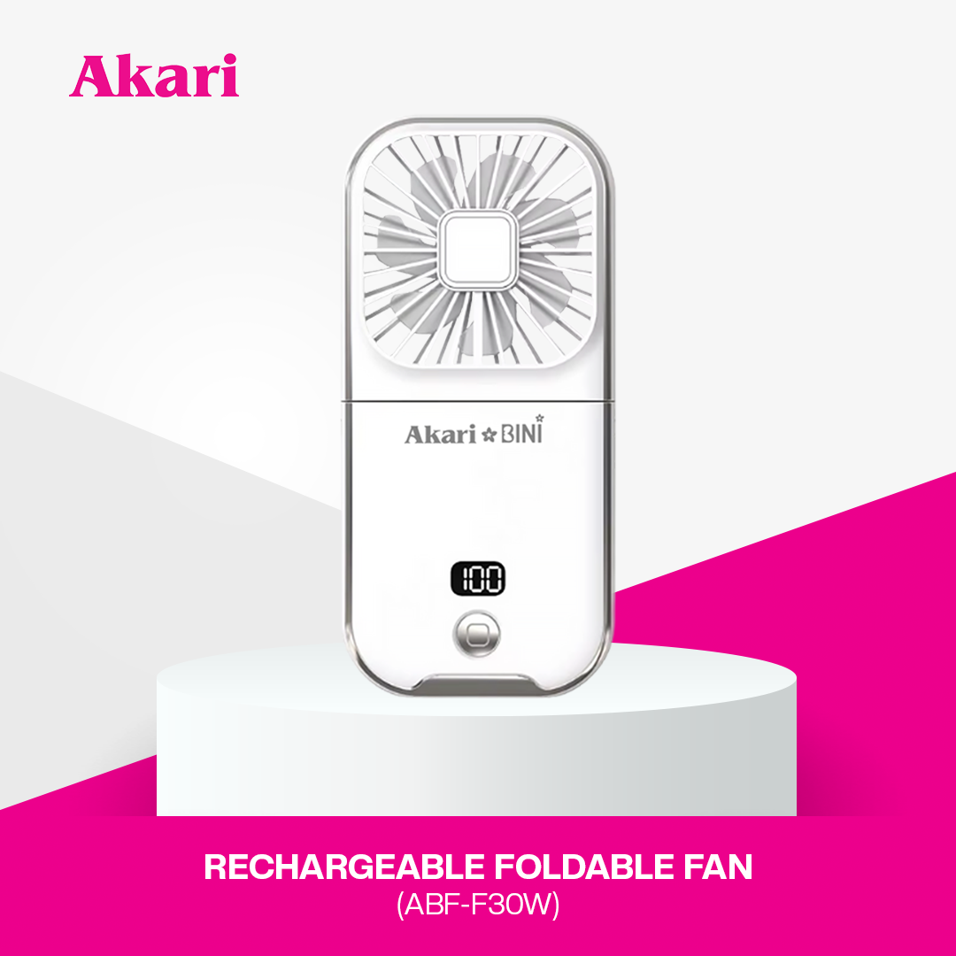 Akari x BINI Foldable Fan ABF-F30W White | Rechargeable Portable Fan