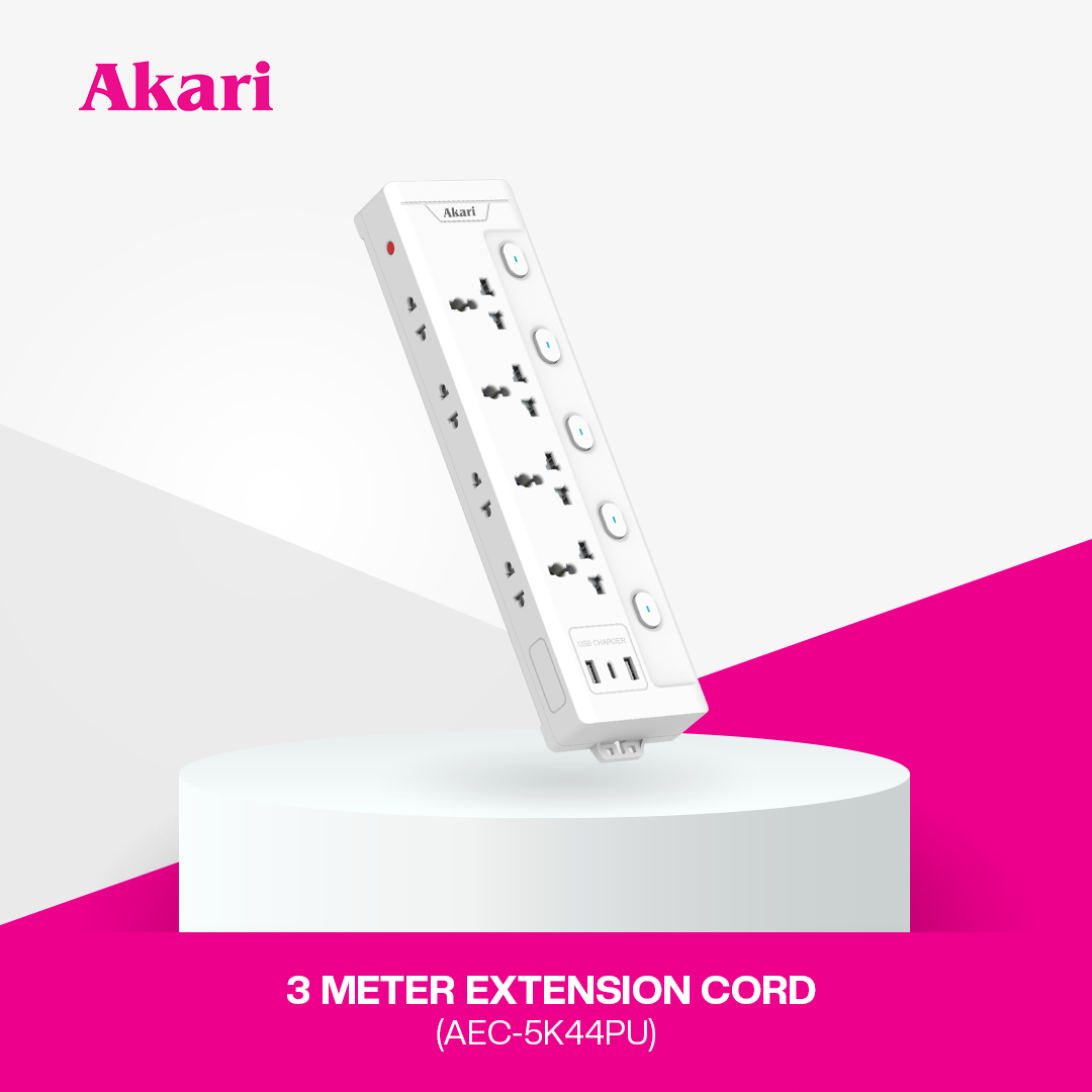 Akari Extension Cord 3M with 8 Outlets (AEC-5K44PU)