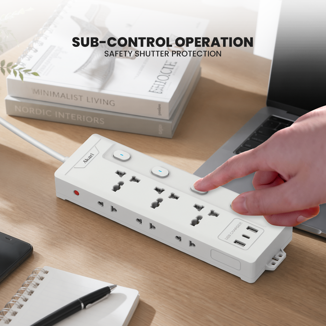 Akari Extension Cord 3M with 8 Outlets (AEC-5K44PU)