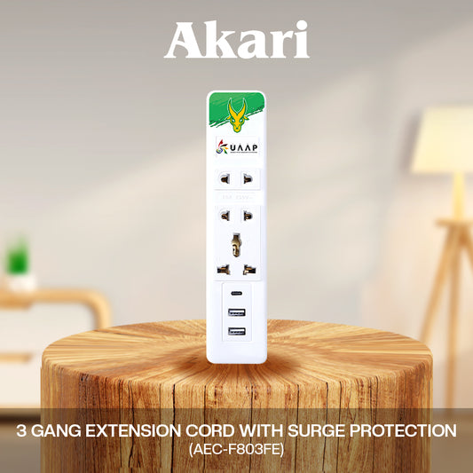 CLEARANCE SALE: Akari [ FEU ]3 Gang Extension Cord with Surge Protection ( AEC-F803 FE )