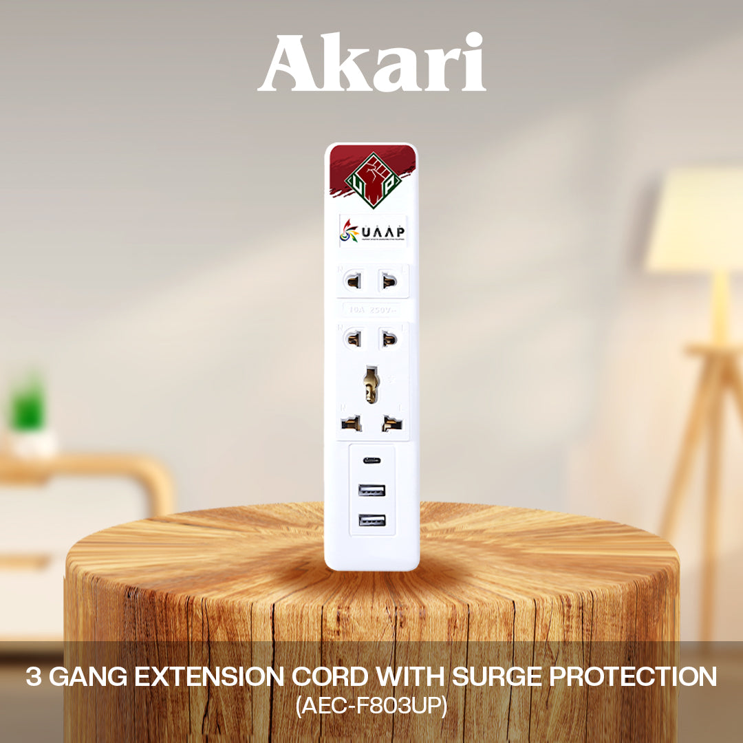 Akari 3 Gang Extension Cord with Surge Protection ( AEC-F803)
