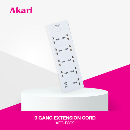 Akari 9 Gang Extension Cord with Surge Protection (AEC-F809)