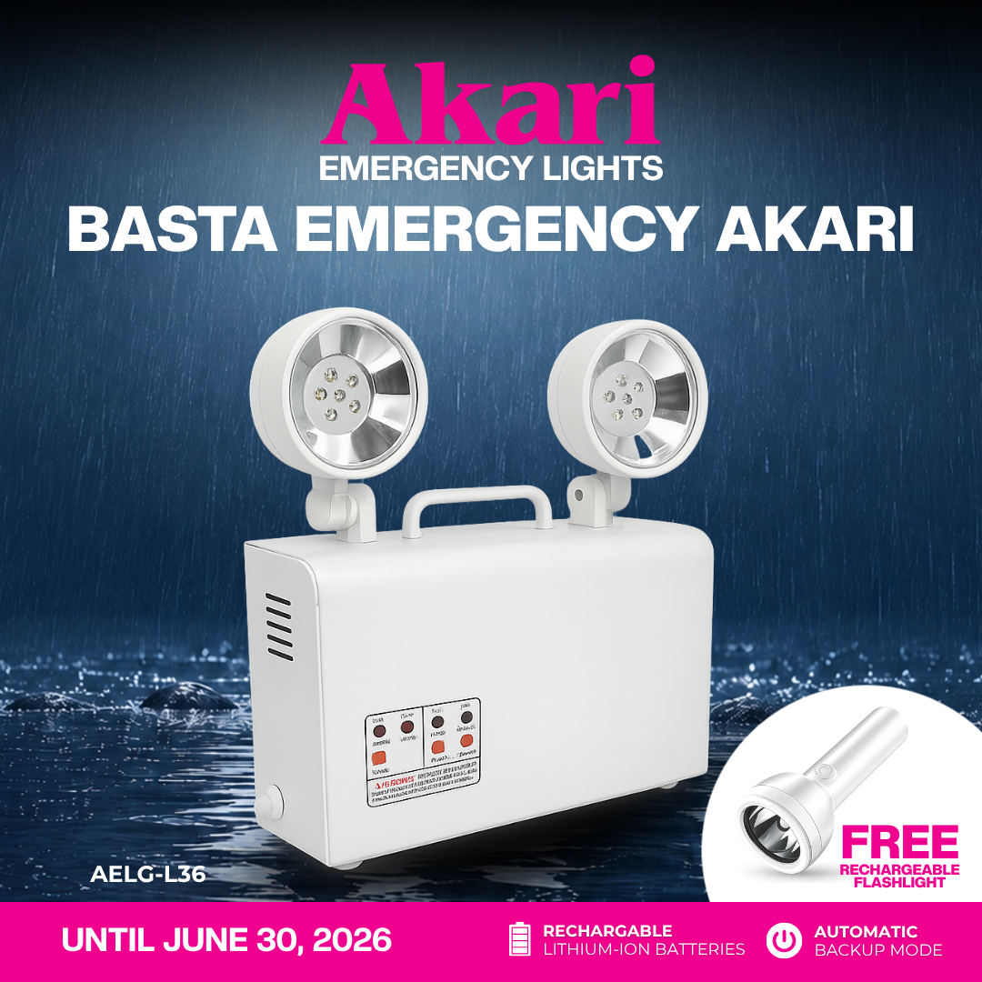 Akari LED Heavy Duty Emergency Light 1.8W (AELG-L36) WITH FREE FLASHLIGHT (ARFL-8111W)