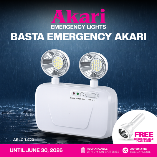 Akari LED Emergency Light (AELG-L420) WITH FREE FLASHLIGHT (ARFL-8111W)