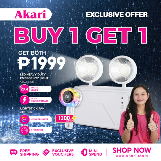 Akari LED Heavy Duty Emergency Light (AELG-L427) + Akari x BINI Lightstick Fan ABF-F26