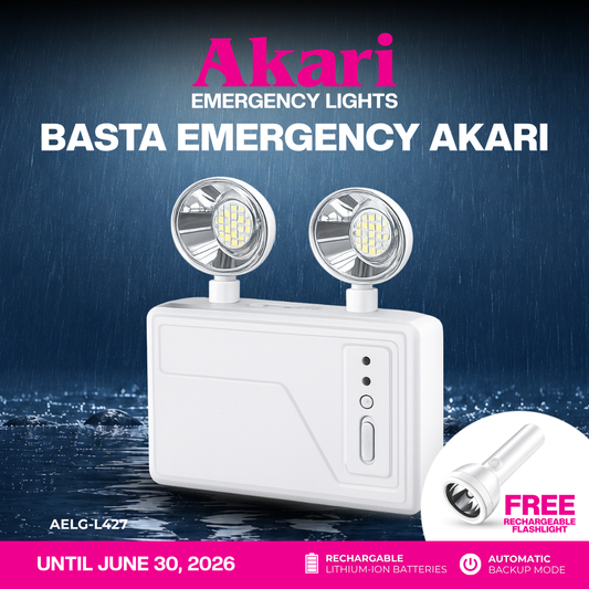 Akari LED Heavy Duty Emergency Light (AELG-L427) WITH FREE FLASHLIGHT (ARFL-8111W)