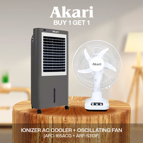 Akari Ionizer AC Cooler (AFC-165ACG) + Akari 12" 20W Rechargeable Oscillating Fan (ARF-5313F)