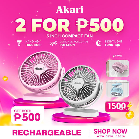 Akari B1T1 : 5" Rechargeable Compact Fan (AJF-5035)