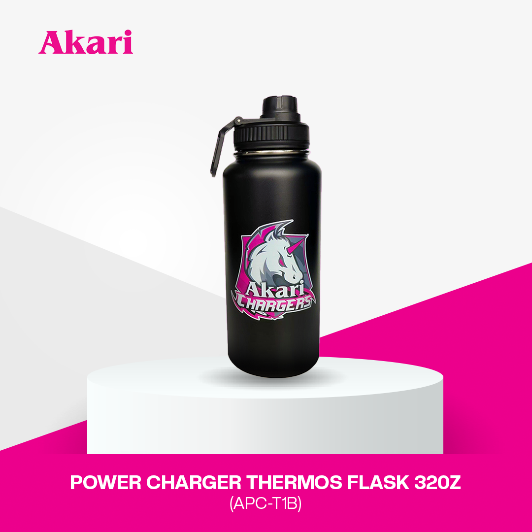 Akari Power Chargers Thermos Flask APC-T1B | Black 32oz (950ml) Insulated Flask