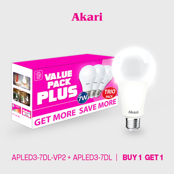 Akari B1G1:  LED Premiere Bulb 7Watts Value Pack - Daylight + FREE APLED3-7DL