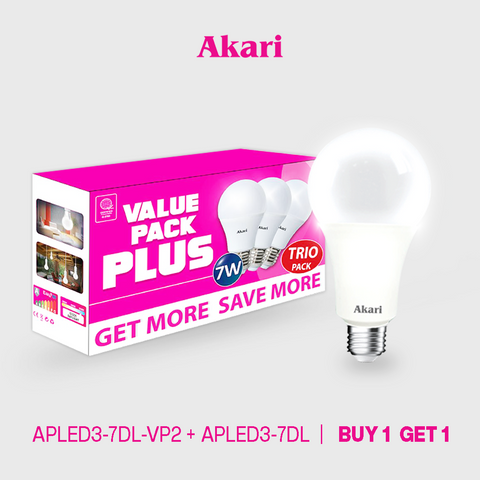 Akari B1G1:  LED Premiere Bulb 7Watts Value Pack - Daylight + FREE APLED3-7DL