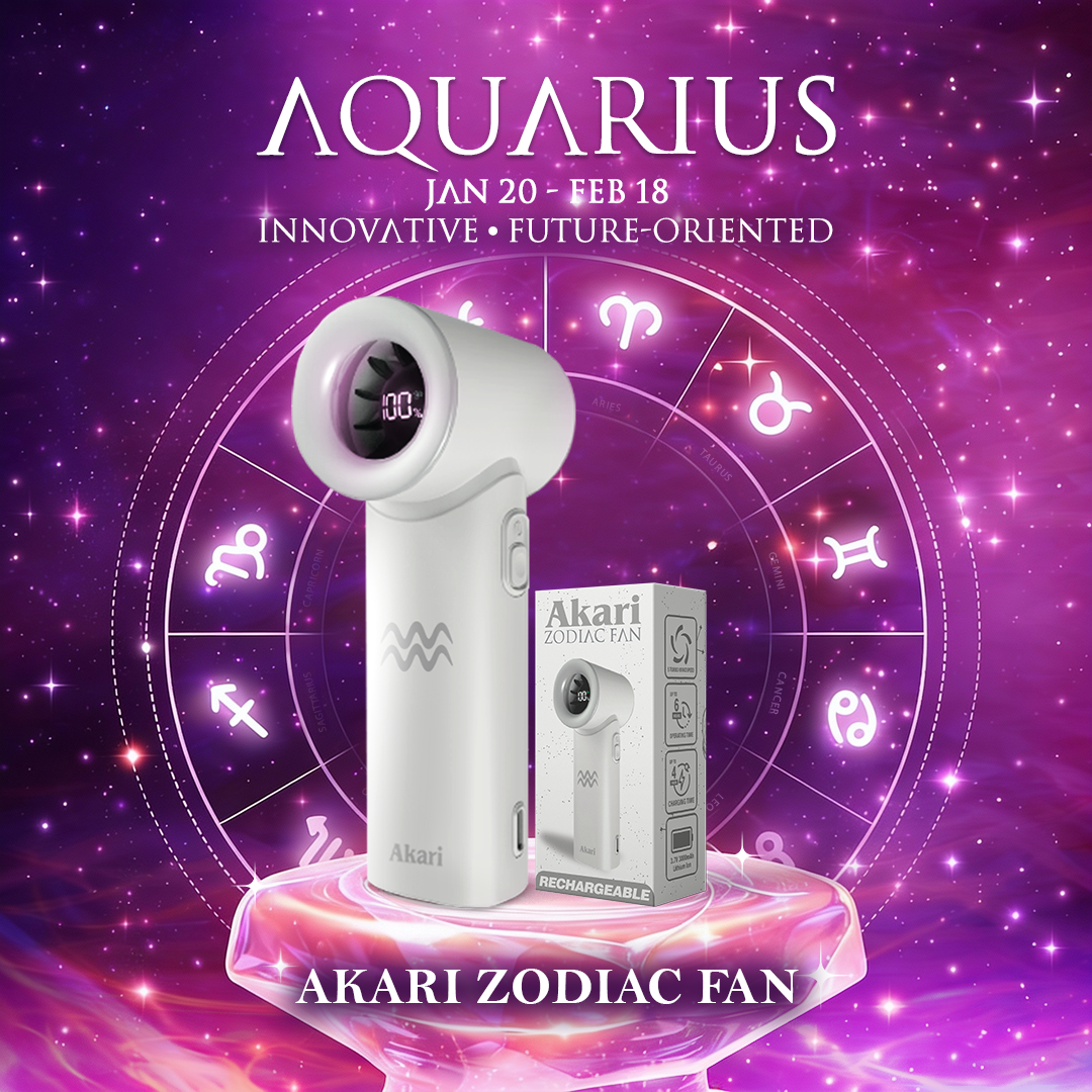 Akari Rechargeable Pocket Rocket Zodiac Fan (NEW ARRIVAL) Aquarius (ARF-PR11)