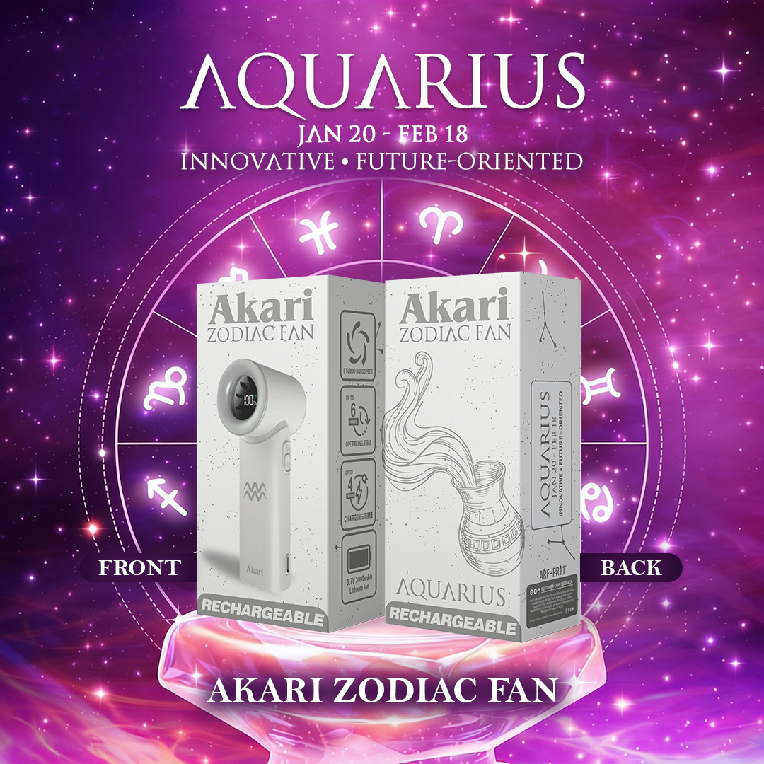 Akari Rechargeable Pocket Rocket Zodiac Fan (NEW ARRIVAL) Aquarius (ARF-PR11)