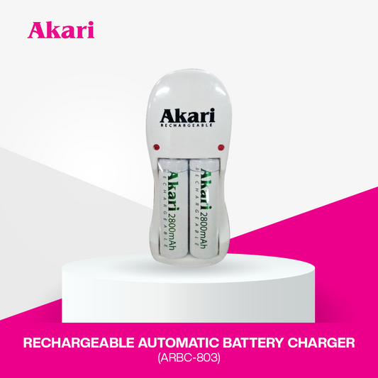 Akari Rechargeable Automatic Battery Charger ARBC-803 | FREE 2x2800mAh NiMH Batteries
