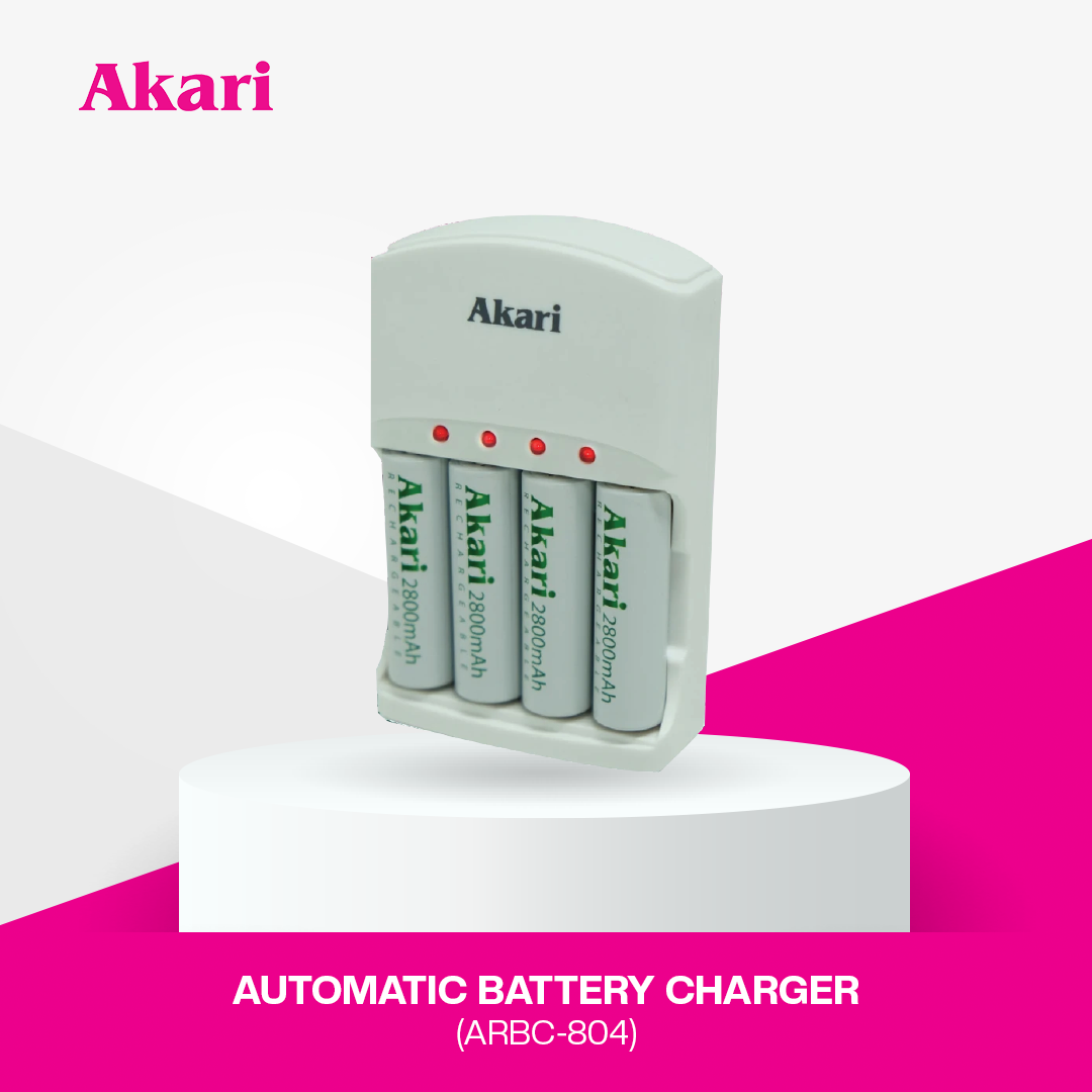 Akari Automatic Battery Charger ARBC-804 | FREE 4x2800mAh Rechargeable Batteries