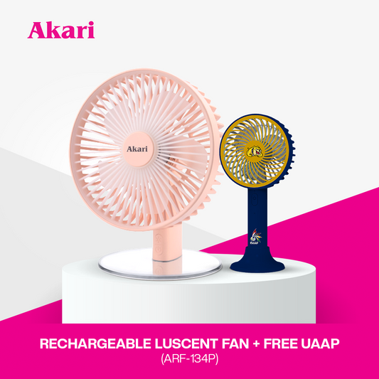 Akari B1G1 Rechargeable Luscent Fan (ARF-134) With Free UAAP Handy Fan (NU)