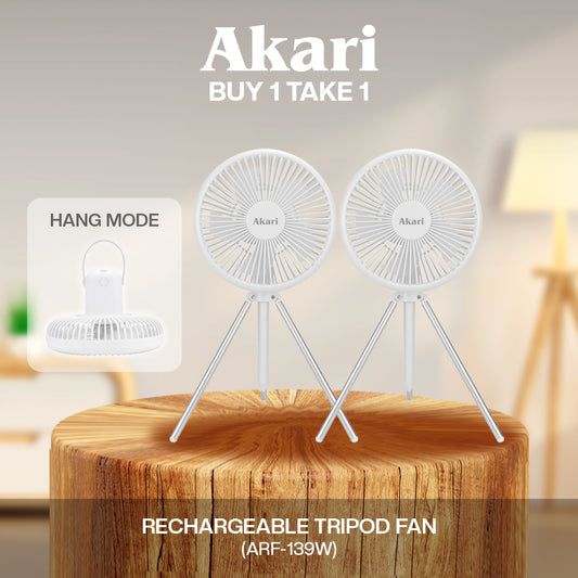 Akari B1T1 : Rechargeable Tripod Fan (ARF-139) with Ambient Light