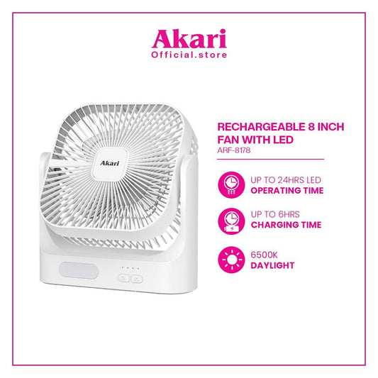 AKARI 8" Rechargeable fan with led light (ARF-8178)