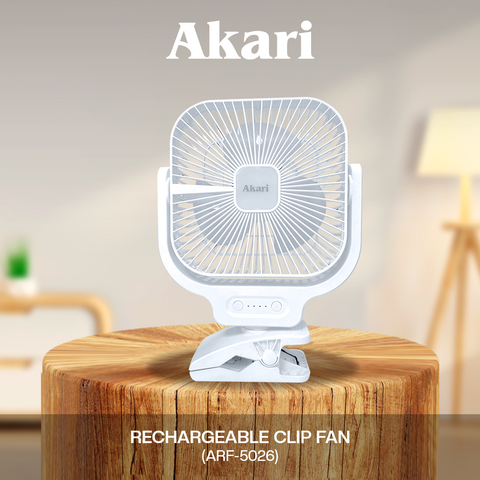 Akari 6" Rechargeable Clip Fan with Led Night Light (ARF-5026)
